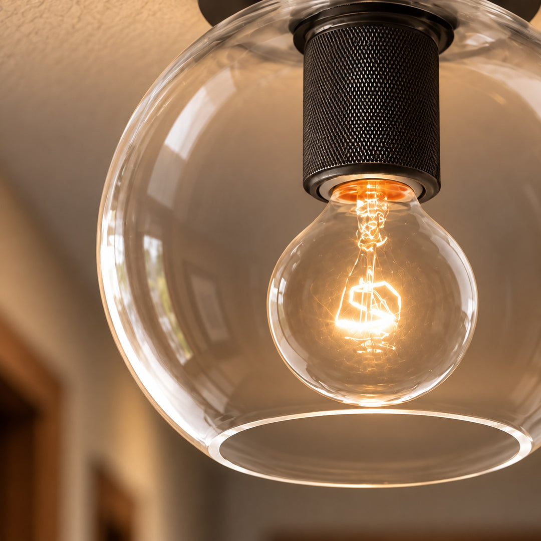 Modern Flush Mount Ceiling Light Fixture Metal LED Dimmable 12 Inch Diameter Energy Efficient