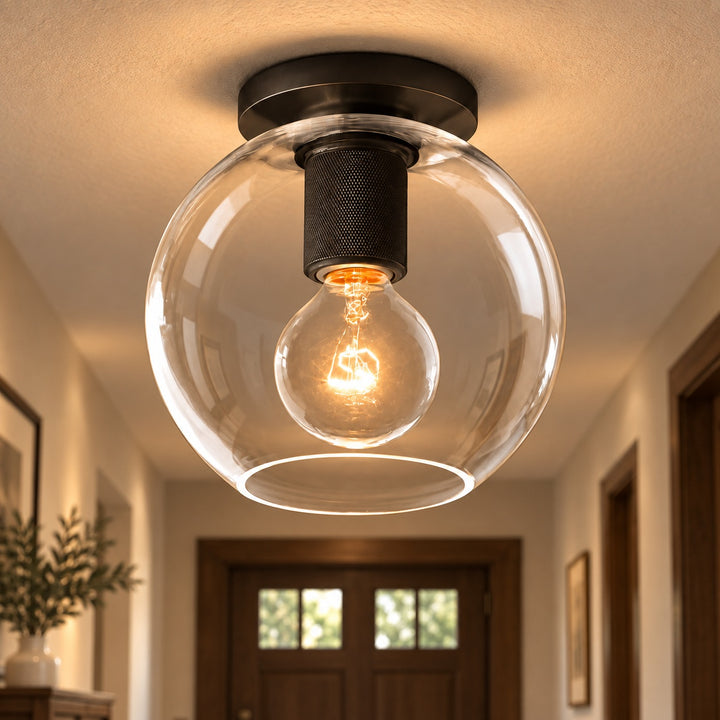 Modern Flush Mount Ceiling Light Fixture Metal LED Dimmable 12 Inch Diameter Energy Efficient