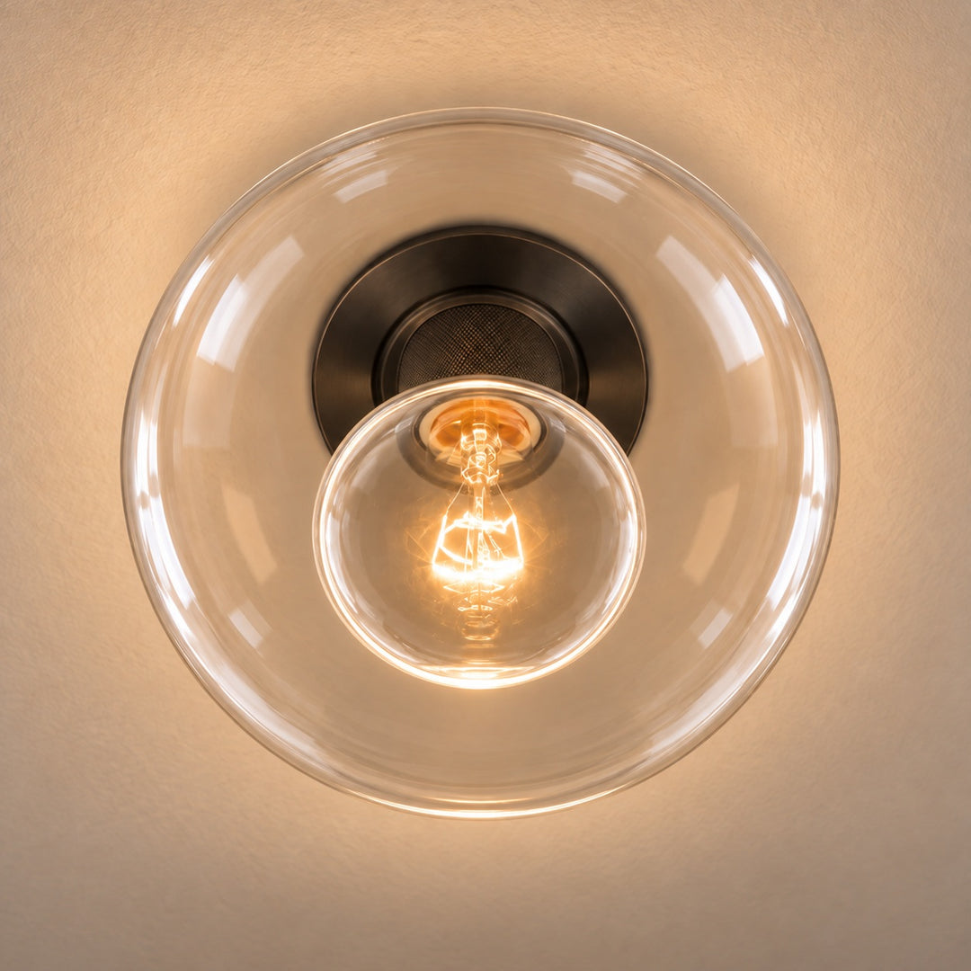 Modern Flush Mount Ceiling Light Fixture Metal LED Dimmable 12 Inch Diameter Energy Efficient