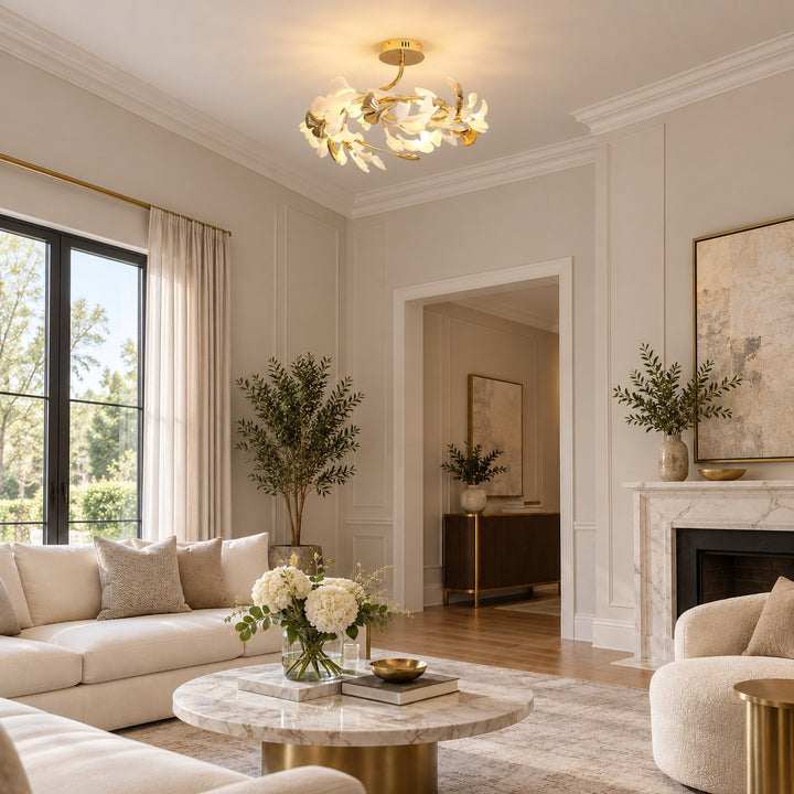 Modern Flush Mount Ceiling Light with Glass Shade and LED 800 Lumens for Contemporary Spaces