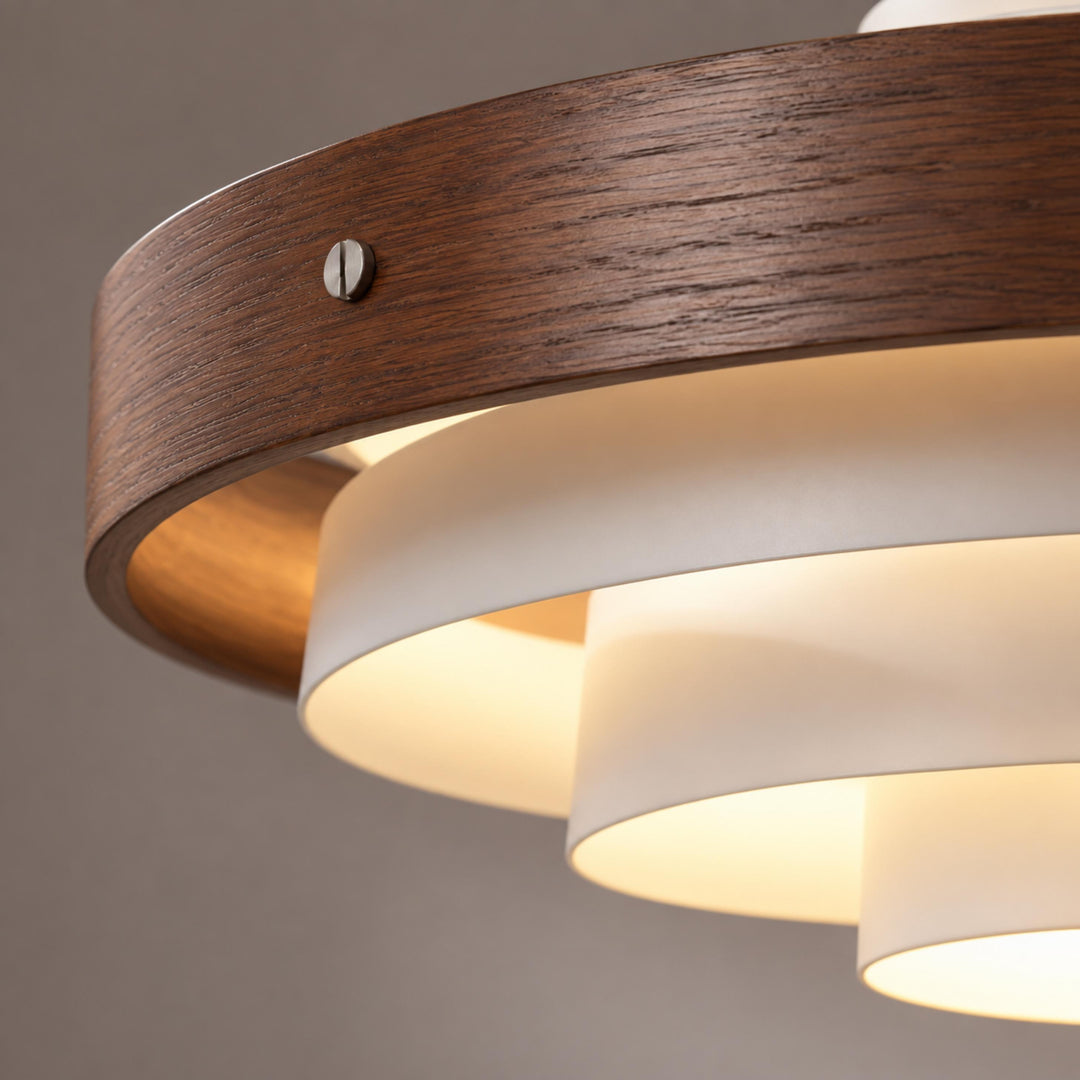 Modern Adjustable Height Pendant Light in Metal and Wood for Kitchen Pendant Lighting