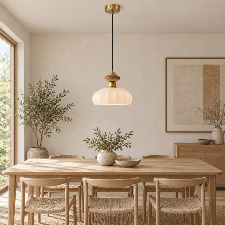 Modern Glass Pendant Light with Adjustable Brass Fixture for Kitchen Island Illumination