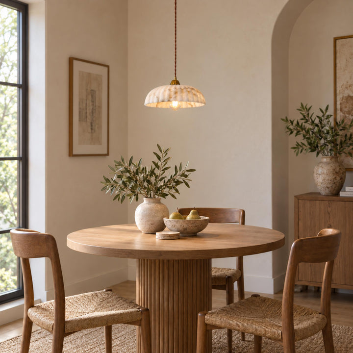 Modern Hanging Pendant Light Alabaster Shade Antique Gold LED Fixture for Kitchen Lighting