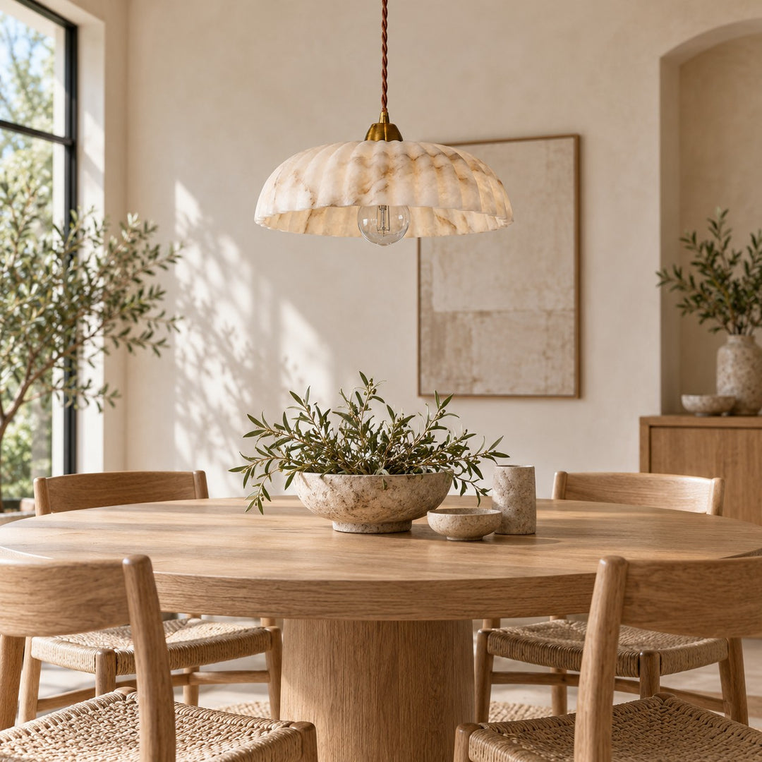 Modern Hanging Pendant Light Alabaster Shade Antique Gold LED Fixture for Kitchen Lighting