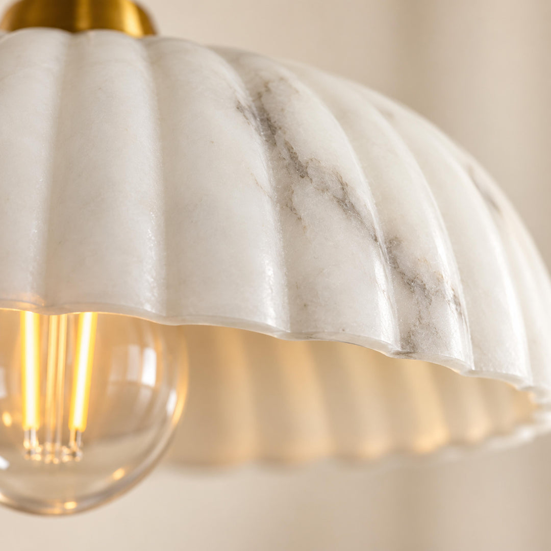 Modern Hanging Pendant Light Alabaster Shade Antique Gold LED Fixture for Kitchen Lighting