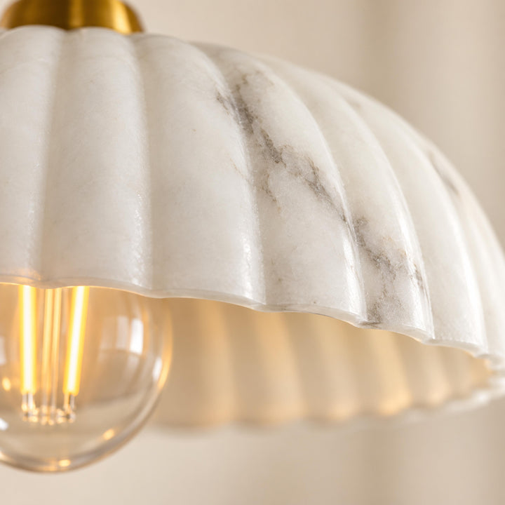 Modern Hanging Pendant Light Alabaster Shade Antique Gold LED Fixture for Kitchen Lighting