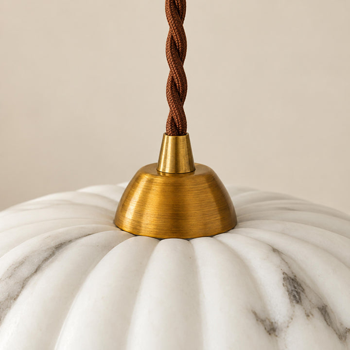 Modern Hanging Pendant Light Alabaster Shade Antique Gold LED Fixture for Kitchen Lighting