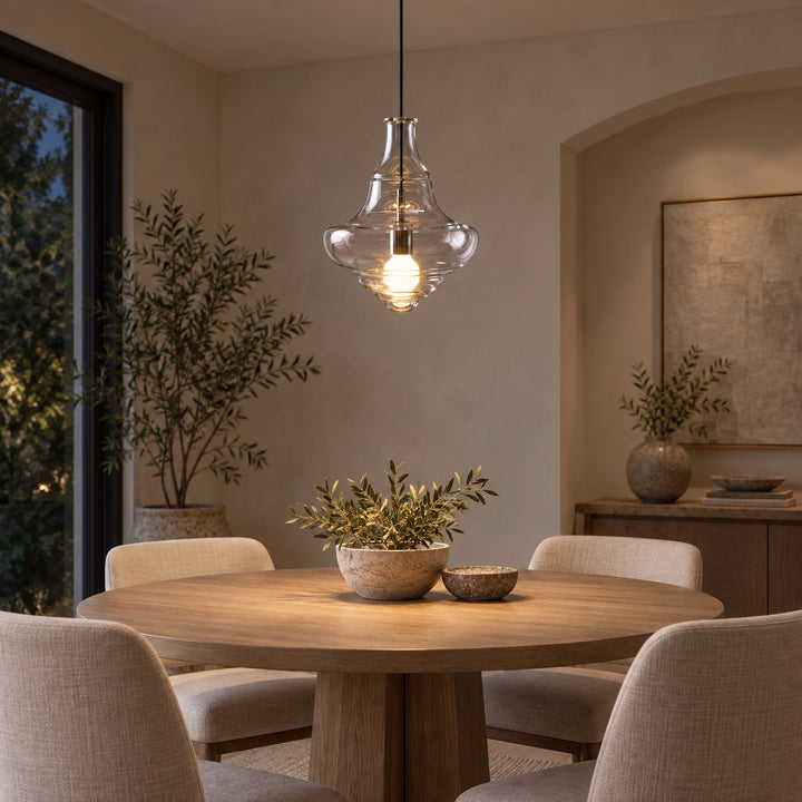 Modern Adjustable Glass Pendant Light LED Hanging Fixture for Kitchen Dining Room