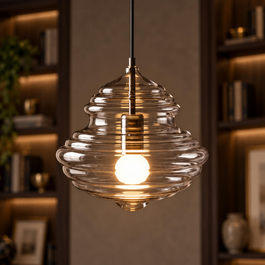 Modern Adjustable Glass Pendant Light LED Hanging Fixture for Kitchen Dining Room