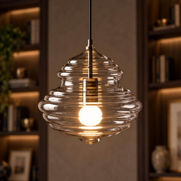 Modern Adjustable Glass Pendant Light LED Hanging Fixture for Kitchen Dining Room