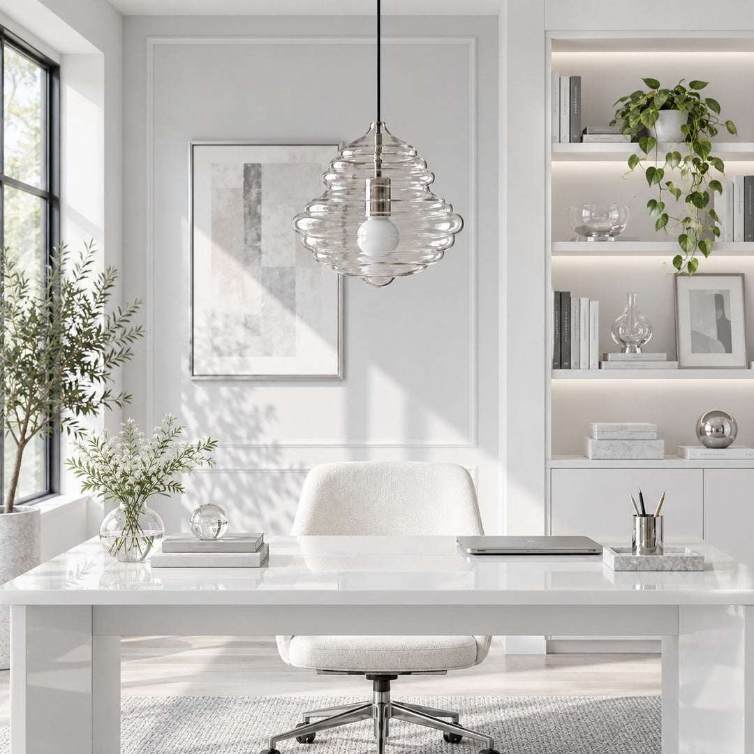 Modern Adjustable Glass Pendant Light LED Hanging Fixture for Kitchen Dining Room