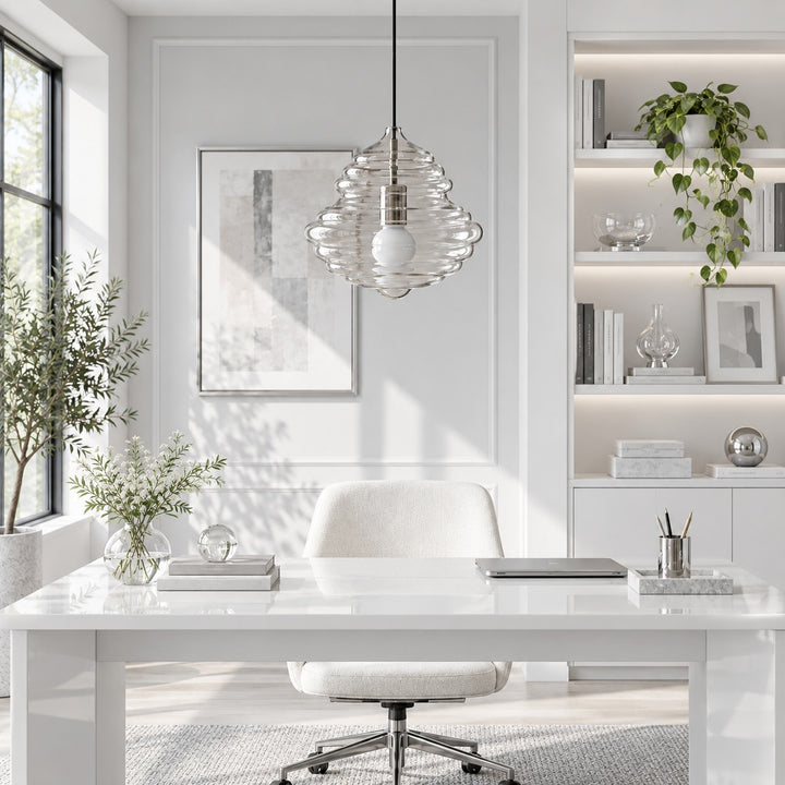 Modern Adjustable Glass Pendant Light LED Hanging Fixture for Kitchen Dining Room