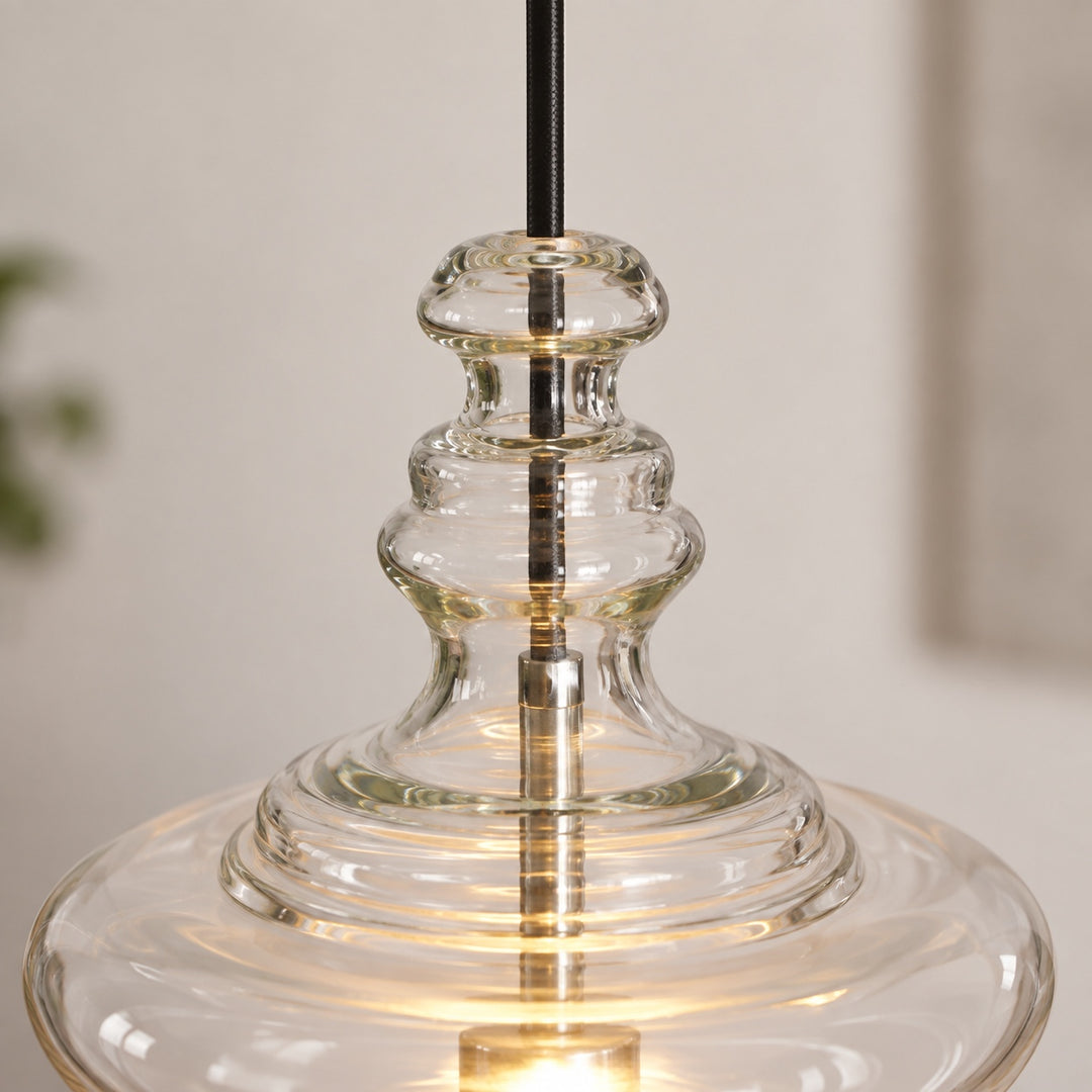 Modern Adjustable Glass Pendant Light LED Hanging Fixture for Kitchen Dining Room