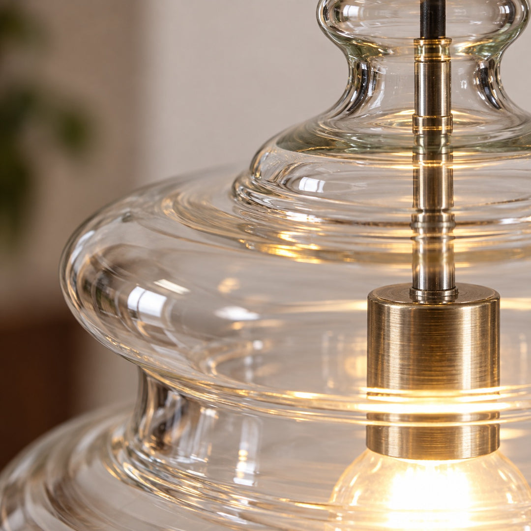 Modern Adjustable Glass Pendant Light LED Hanging Fixture for Kitchen Dining Room