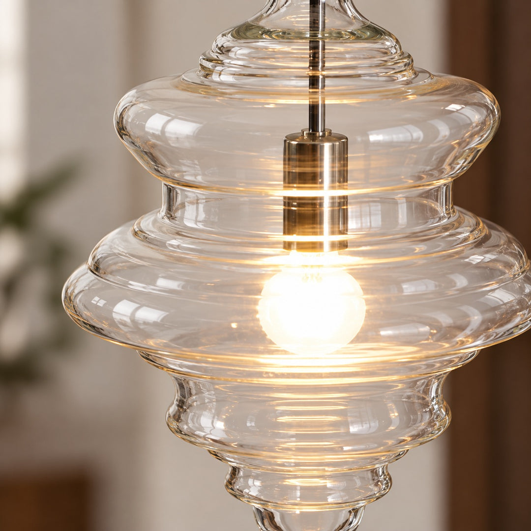 Modern Adjustable Glass Pendant Light LED Hanging Fixture for Kitchen Dining Room