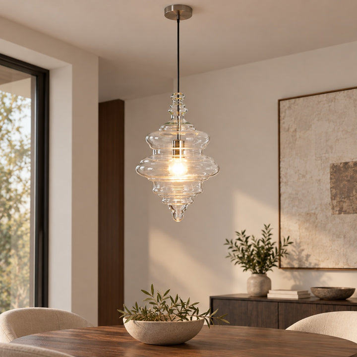 Modern Adjustable Glass Pendant Light LED Hanging Fixture for Kitchen Dining Room