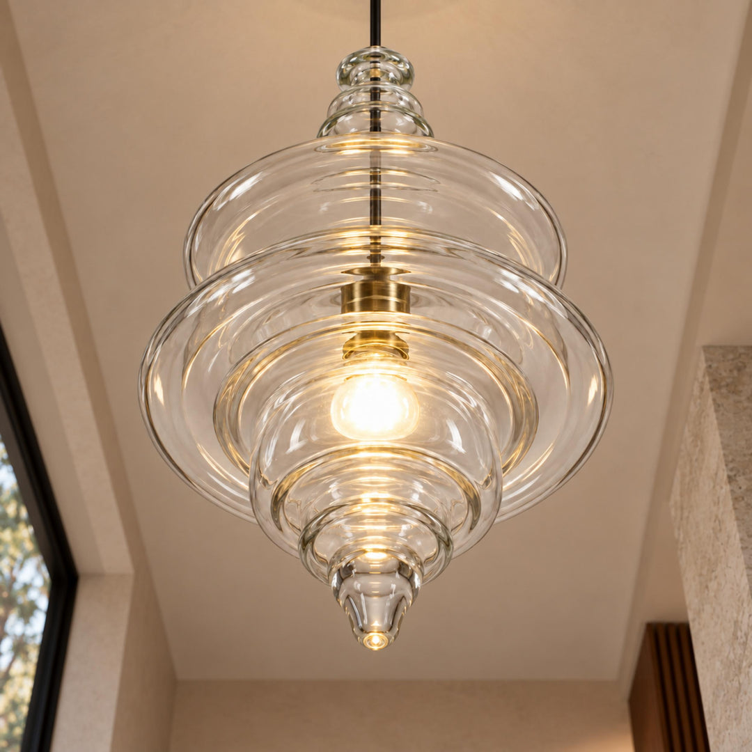 Modern Adjustable Glass Pendant Light LED Hanging Fixture for Kitchen Dining Room