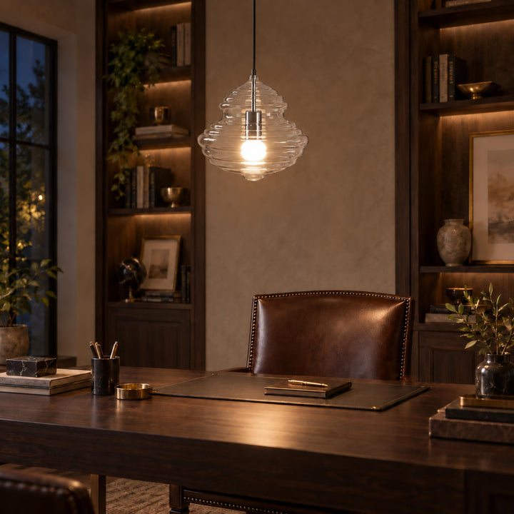 Modern Adjustable Glass Pendant Light LED Hanging Fixture for Kitchen Dining Room