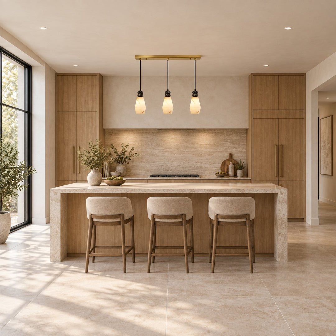 Modern Pendant Lamp with Hanging Dark Marble Spheres and Faux Alabaster Shade for Indoor Use