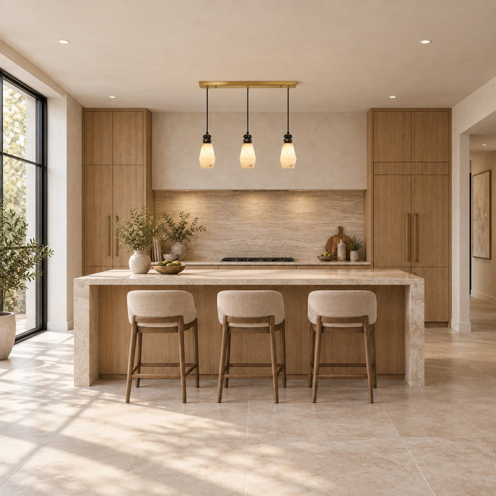 Modern Pendant Lamp with Hanging Dark Marble Spheres and Faux Alabaster Shade for Indoor Use