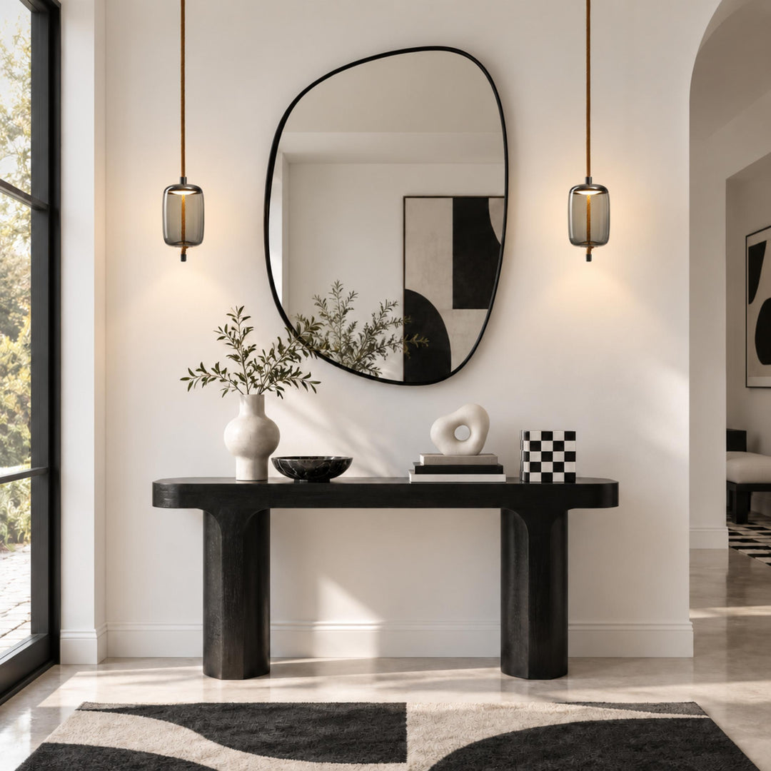 Modern Glass Pendant Light Hanging Fixture with Copper Accent LED Compatible for Kitchen
