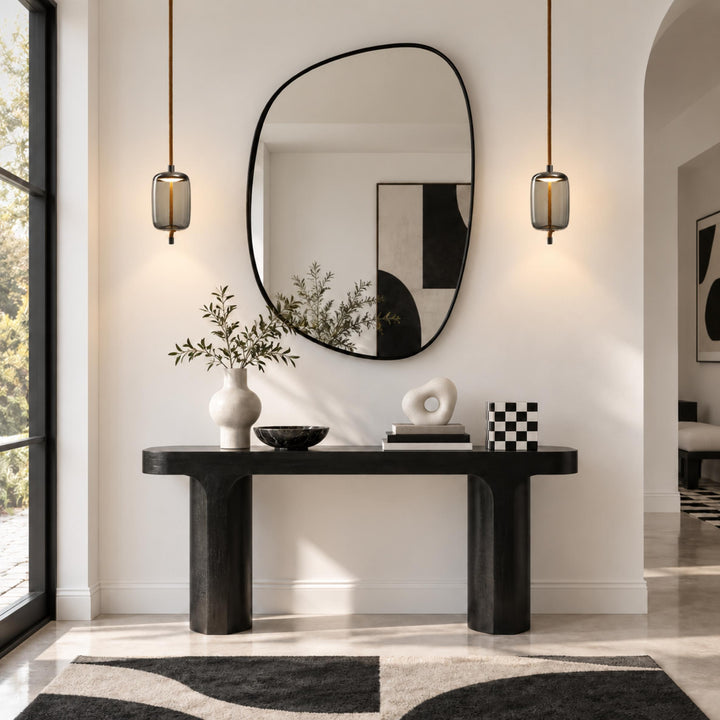 Modern Glass Pendant Light Hanging Fixture with Copper Accent LED Compatible for Kitchen