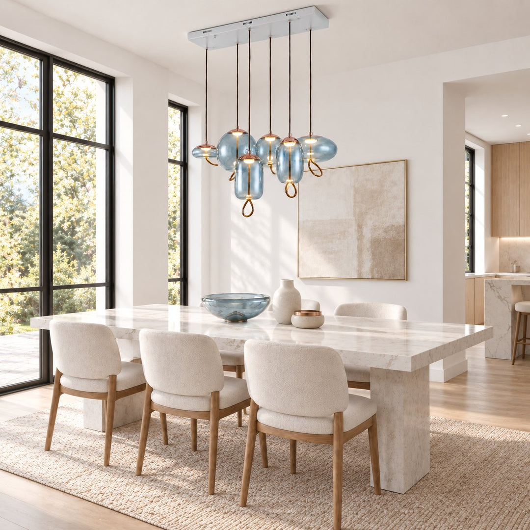 Modern Glass Pendant Light Hanging Fixture with Copper Accent LED Compatible for Kitchen