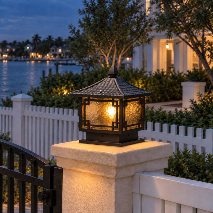 Solar Garden Pillar Light Adjustable Waterproof Aluminum with Tri-Color LED Functionality