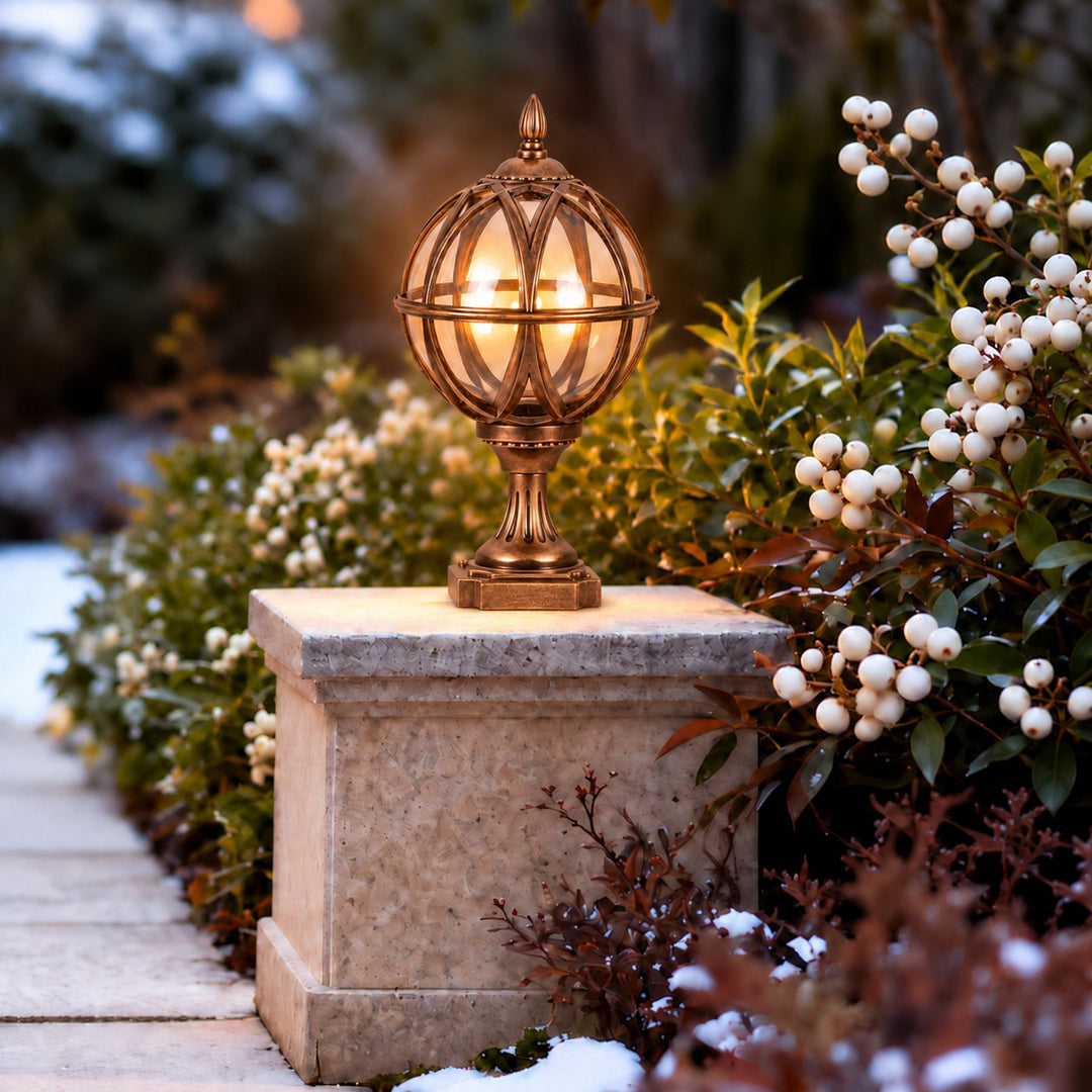 Modern Round Globe Outdoor Wall Light Adjustable Height Waterproof Aluminum Glass E26 Socket