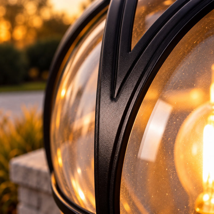 Modern Round Globe Outdoor Wall Light Adjustable Height Waterproof Aluminum Glass E26 Socket