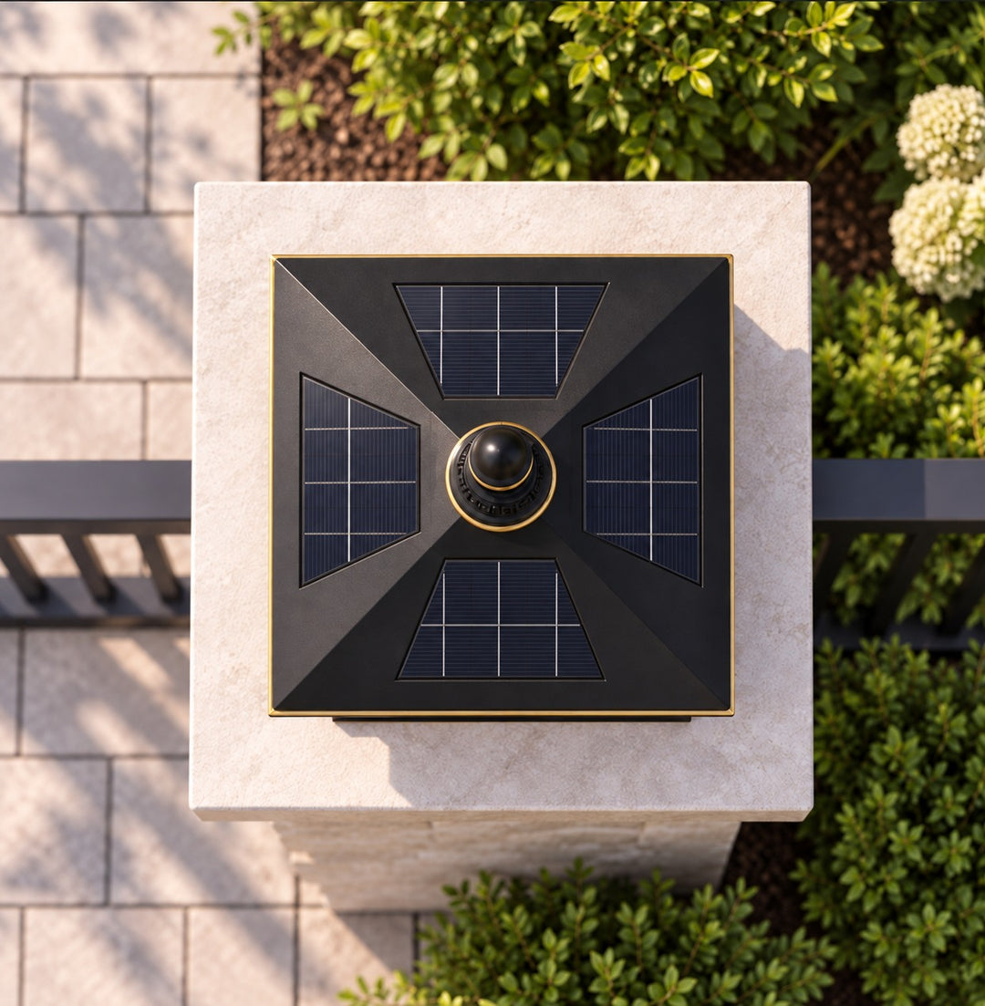 Solar Garden Lights Modern Post Lamp LED Aluminum with Remote Control Diamond Glass Design