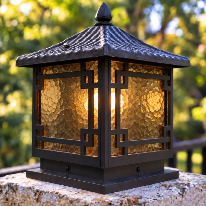 Solar Garden Pillar Light Adjustable Waterproof Aluminum with Tri-Color LED Functionality