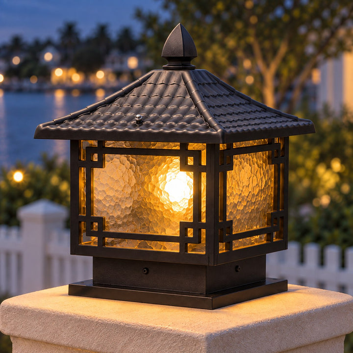 Solar Garden Pillar Light Adjustable Waterproof Aluminum with Tri-Color LED Functionality