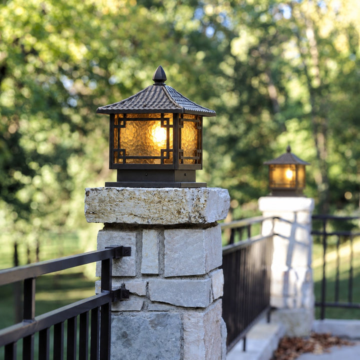 Solar Garden Pillar Light Adjustable Waterproof Aluminum with Tri-Color LED Functionality