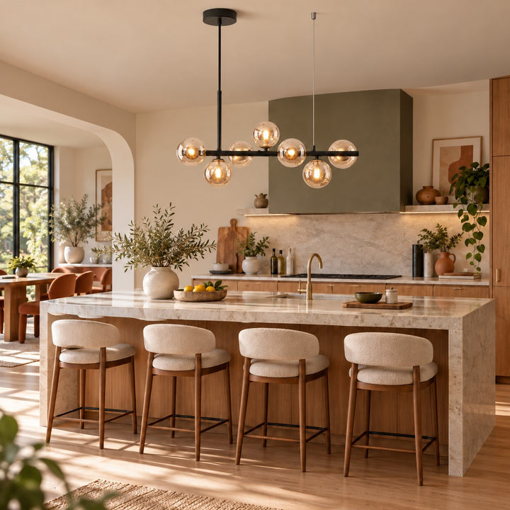 Modern Glass Pendant Light Cluster Hanging Adjustable with G9 LED Bulbs for Kitchen Island