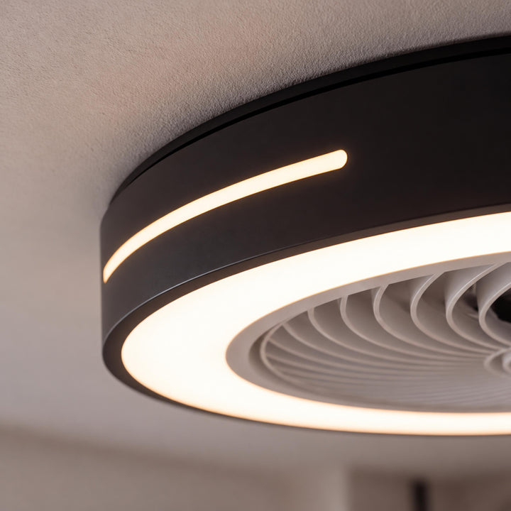 Modern Bladeless Ceiling Fan with Flush Mount LED Lighting Iron and ABS Adjustable Speed