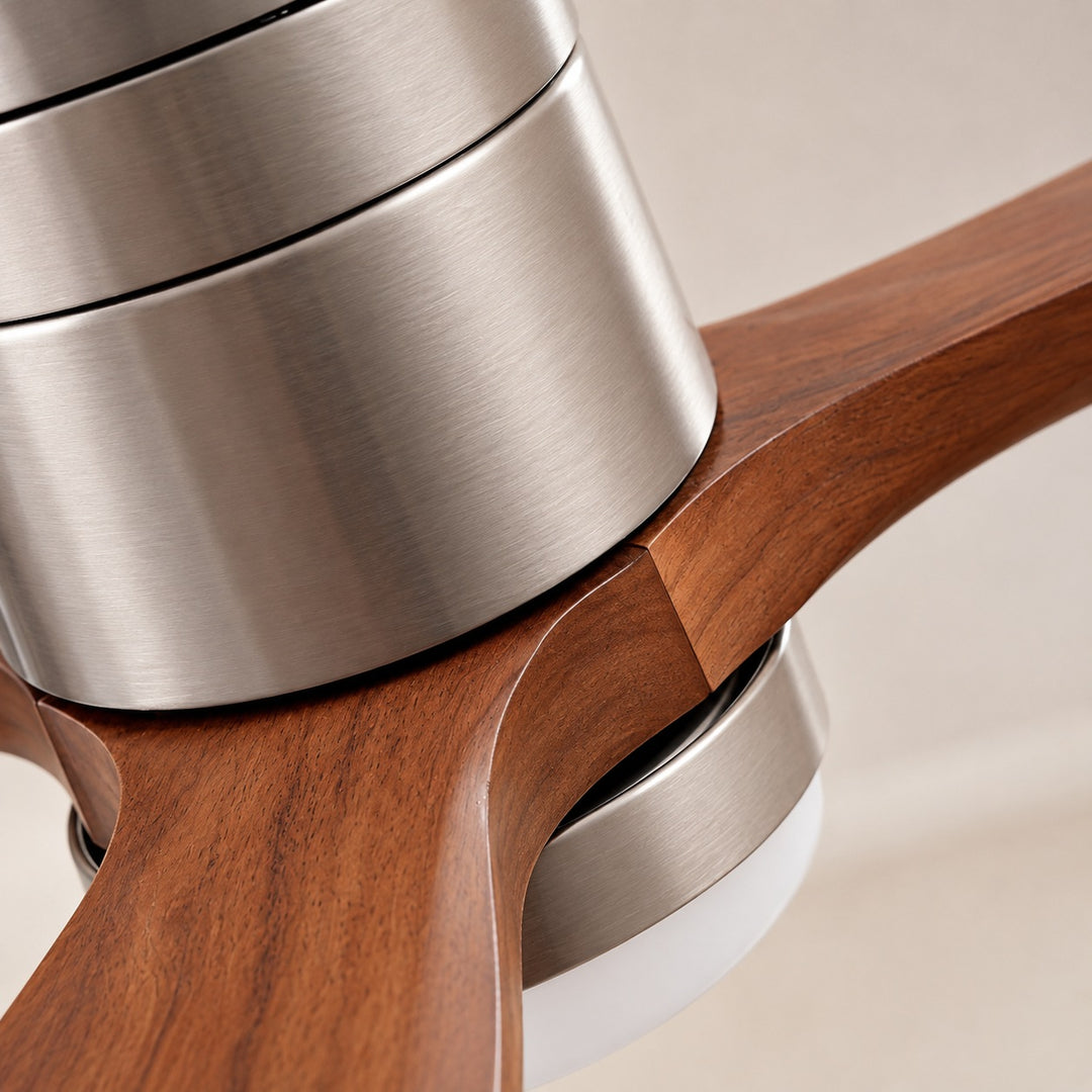Modern Ceiling Fan with Lights Flush Mount Wood Blades 6-Speed DC Motor Energy Efficient LED