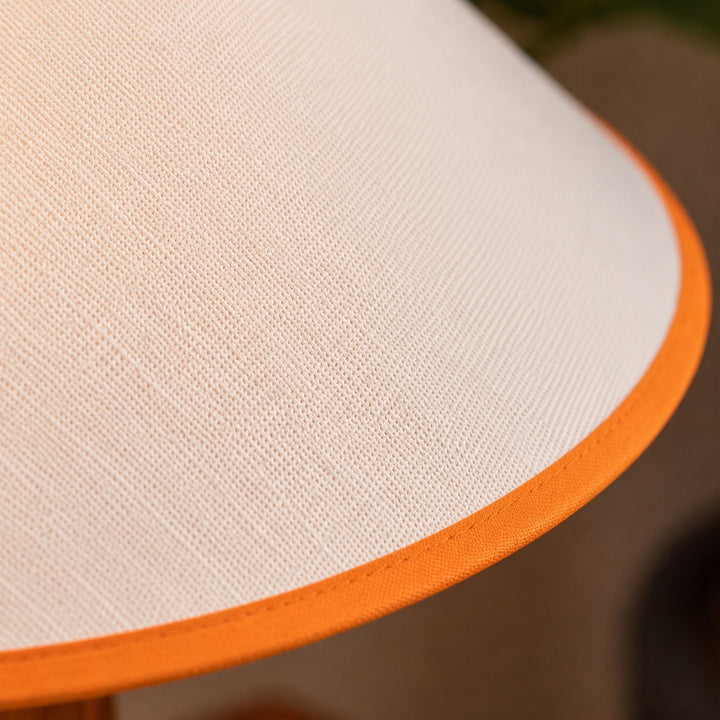 Modern Table Lamp with Wooden Base and Fabric Shade for Bedroom or Office Use LED Compatible