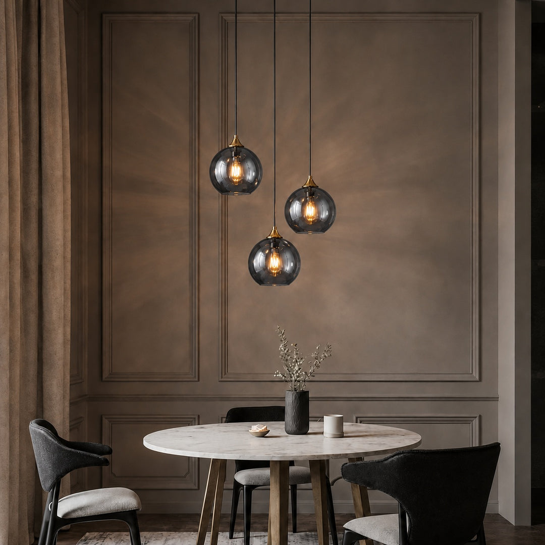Modern Glass Pendant Light Adjustable Height LED for Kitchen Island Lighting
