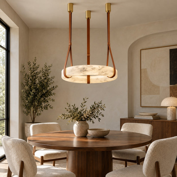 Modern Pendant Light Ceiling Mounted Alabaster Glass with Gold Hardware LED Adjustable