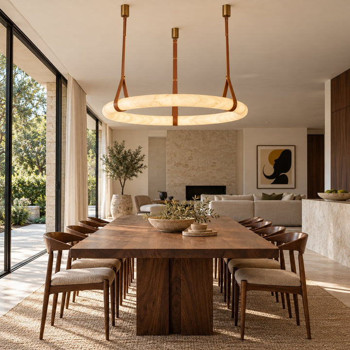 Modern Pendant Light Ceiling Mounted Alabaster Glass with Gold Hardware LED Adjustable