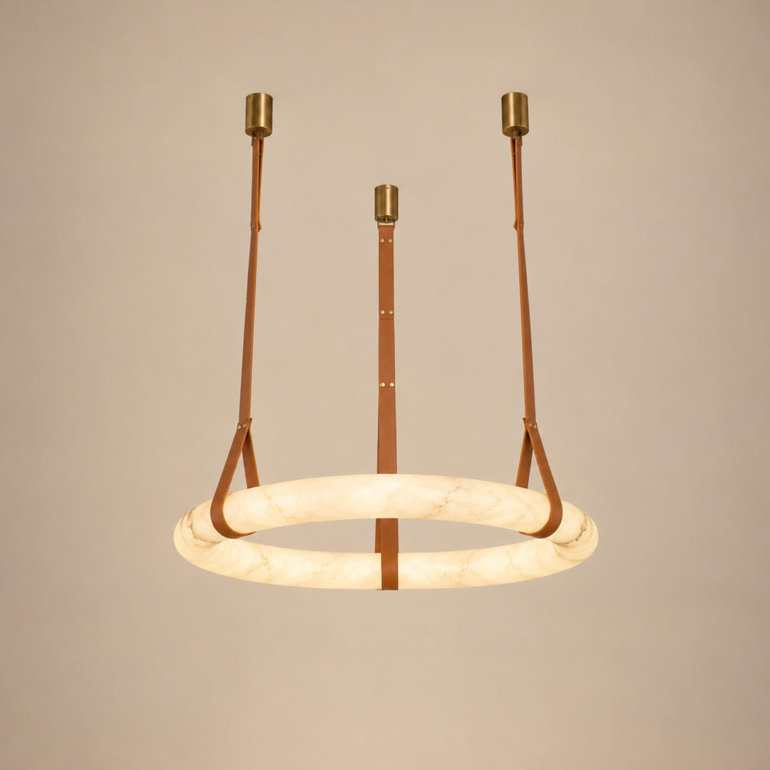 Modern Pendant Light Ceiling Mounted Alabaster Glass with Gold Hardware LED Adjustable