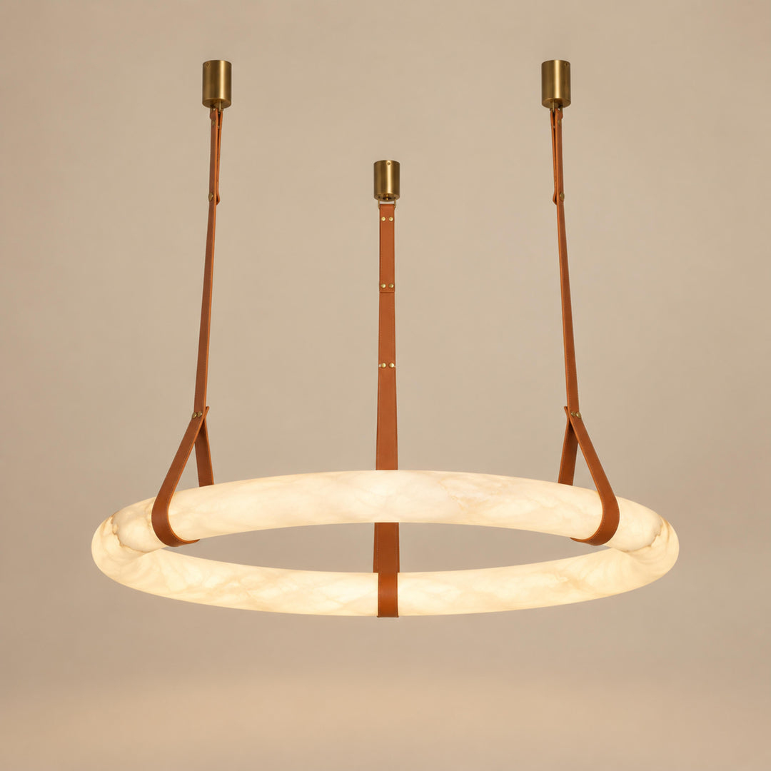 Modern Pendant Light Ceiling Mounted Alabaster Glass with Gold Hardware LED Adjustable