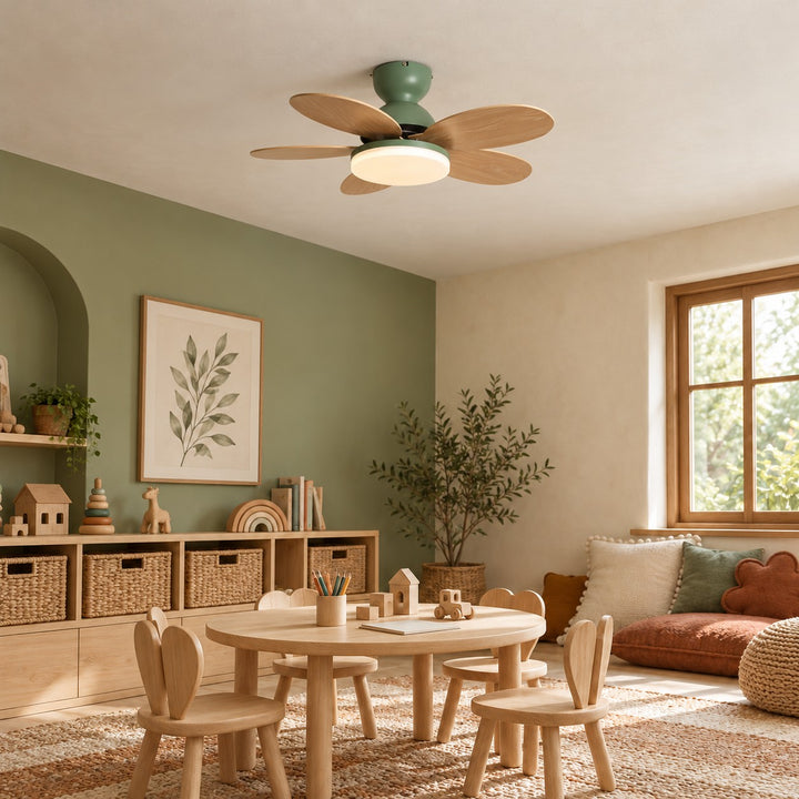 Modern Ceiling Fan Light Wall Mounted Metal Frame Integrated LED for Indoor Air Circulation