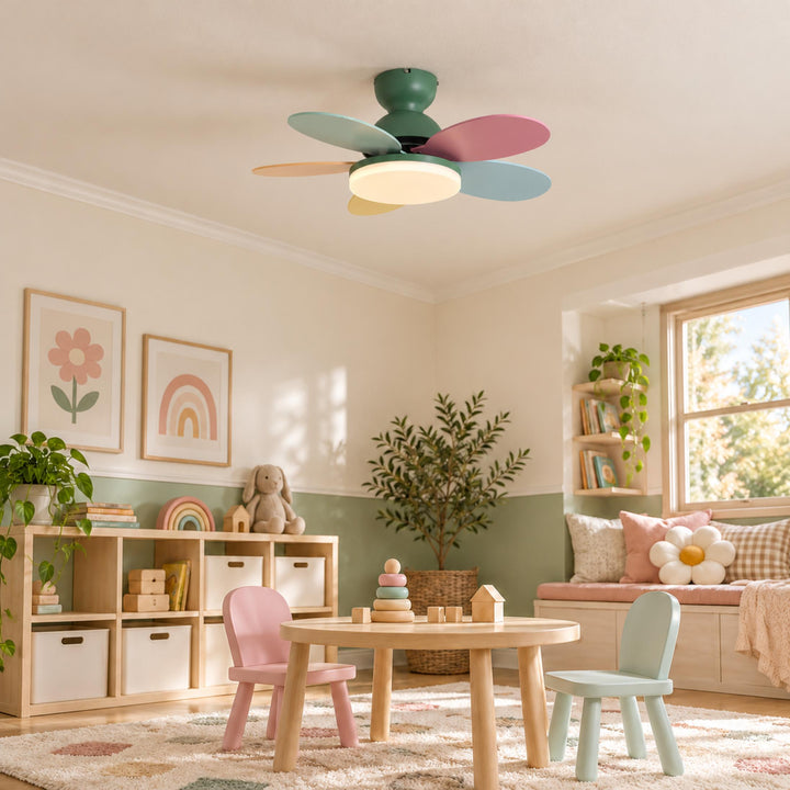 Modern Ceiling Fan Light Wall Mounted Metal Frame Integrated LED for Indoor Air Circulation
