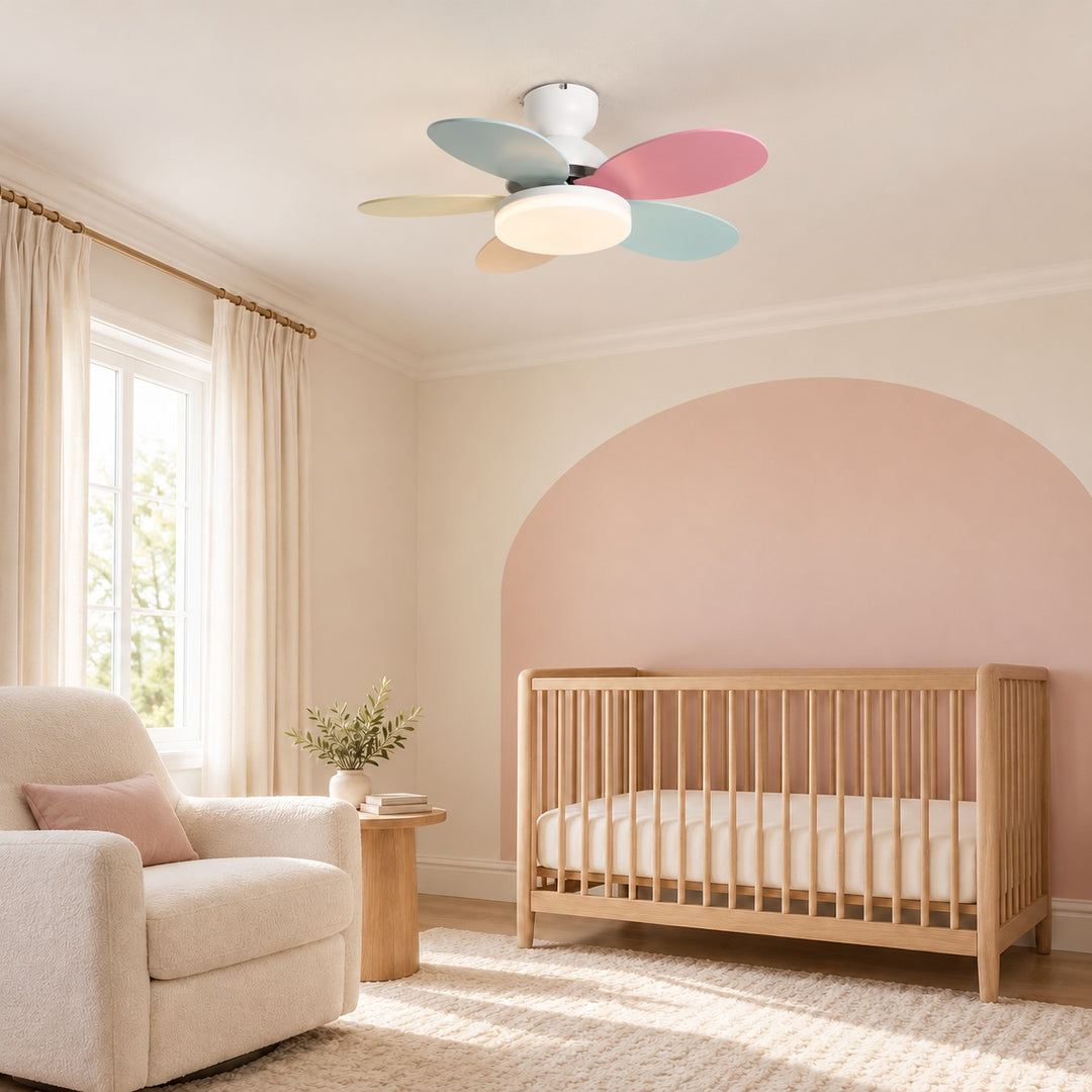 Modern Ceiling Fan Light Wall Mounted Metal Frame Integrated LED for Indoor Air Circulation