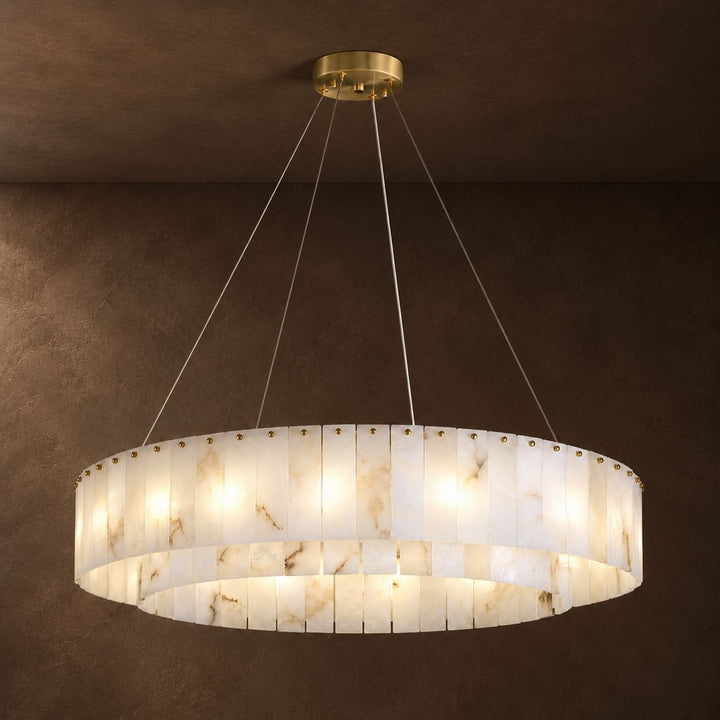 Modern Chandelier Ceiling Light Alabaster Stone Fixture Dimmable Indoor Decorative Lighting