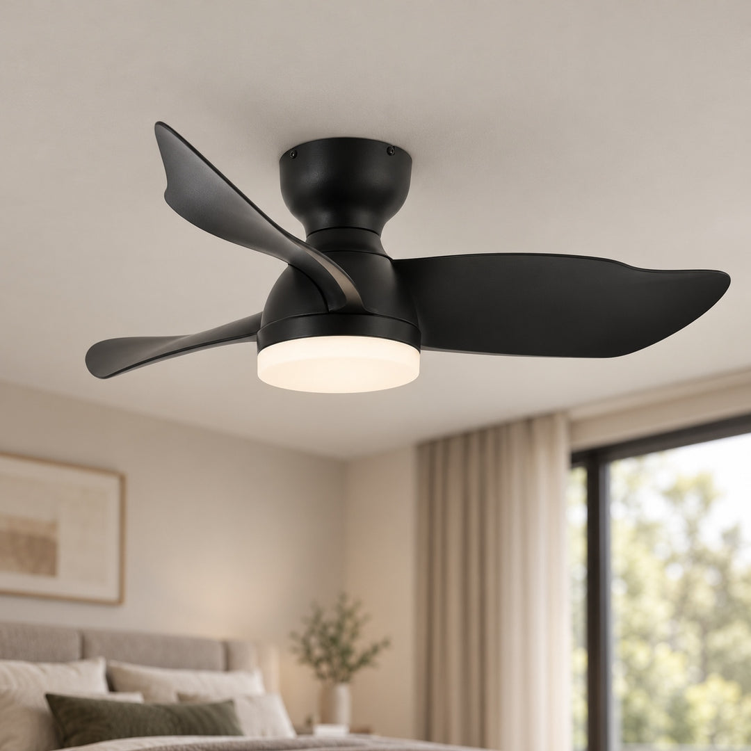 Modern Ceiling Fan Light Wall Mounted Metal Frame Adjustable LED 71cm