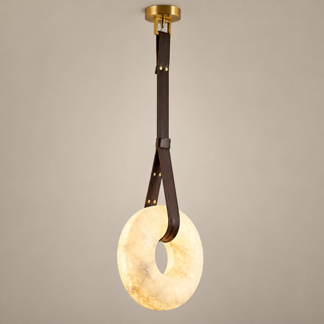 Modern Pendant Light Ceiling Mounted Alabaster Glass with Gold Hardware LED Adjustable