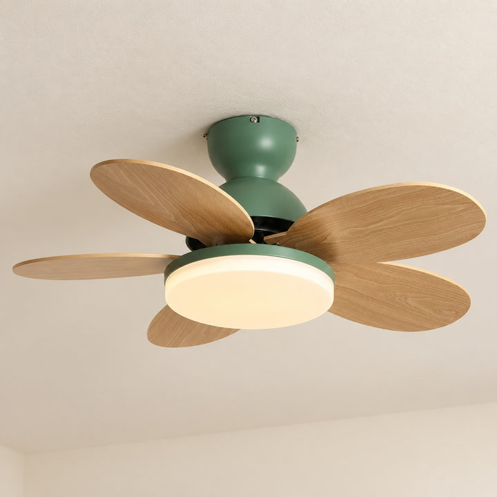 Modern Ceiling Fan Light Wall Mounted Metal Frame Integrated LED for Indoor Air Circulation